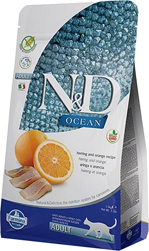 N&D Ocean Tahılsız Ringa Balığı & Portakallı Kısır Kedi Maması 1,5 kg