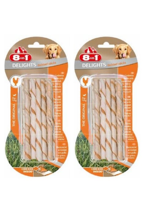 8IN1 Delights Burgu Çubuk Köpek Ödül Kemiği Tavuklu- 55GR