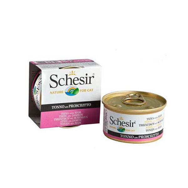 Schesir Jelly Ton Balığı ve Jambon Jöle İçinde Yet. Kedi Konservesi 85g