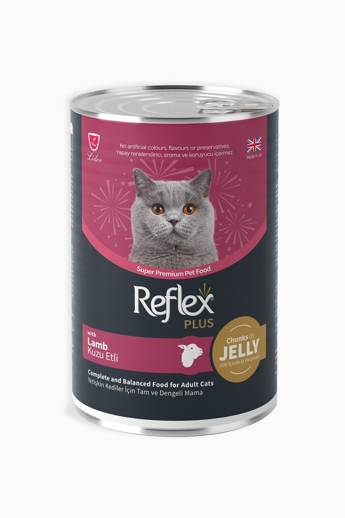 REFLEX PLUS JÖLE İÇİNDE KUZU ETLİ YETİŞKİN KEDİ MAMASI 400 G				