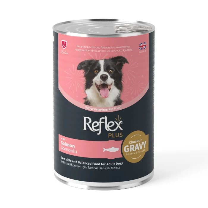 REFLEX PLUS SOS İÇİNDE ETLİ SOMONLU YET. KÖPEK MAMASI 400 G				