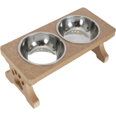 AHŞAP İKİLİ MAMA KABI ÇELİK TASLI