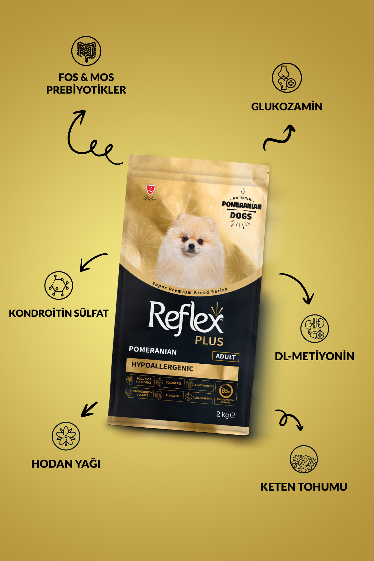 REFLEX PLUS POMERANİAN YETİŞKİN KÖPEK MAMASI 2 KG				