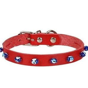 CATTİE BONCUKLU DERİ KEDİ TASMASI KIRMIZI 1X16-20CM