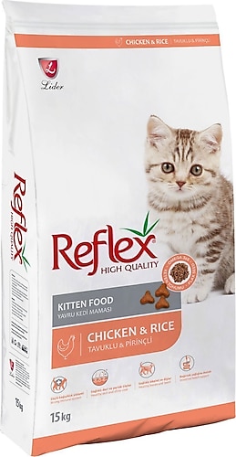 REFLEX TAVUKLU VE PİRİNÇLİ YAVRU KEDİ MAMASI 15 KG				