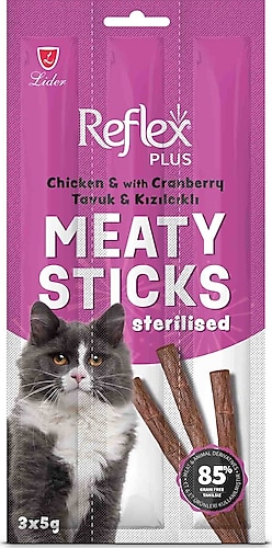 R. PLUS TAVUKLU VE KIZILCIKLI Sterilized KEDİ  ÖDÜL MAMASI 3*5 Gr