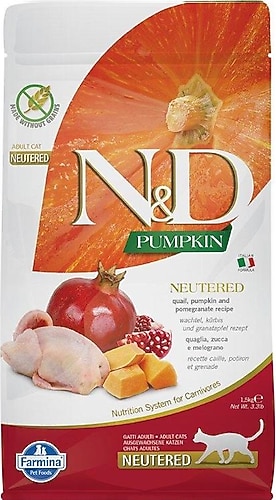 N&D Tahılsız Bal Kabaklı, Bıldırcınlı & Narlı Kısır Kedi Maması 1,5 kg
