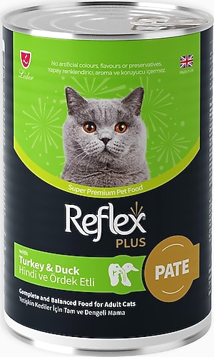 REFLEX PLUS PATE HİNDİ VE ÖRDEK ETLİ YETİŞKİN KEDİ MAMASI 395 G				