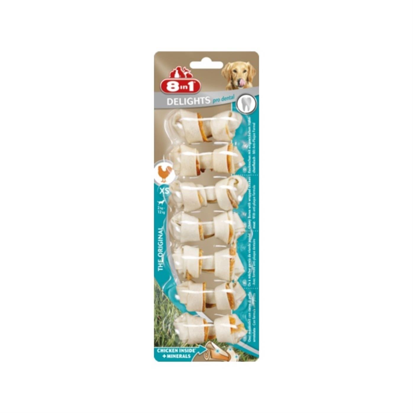 8IN1 Delights Pro Dental Diş Sağlığı Köpek Ödül Kemiği Tavuklu XS 84GR