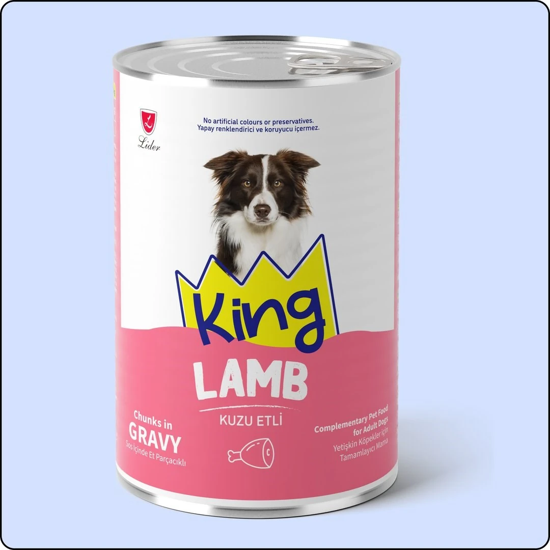 KING SOS İÇİNDE KUZU ETLİ YETİŞKİN KÖPEK KONSERVE 400 G				