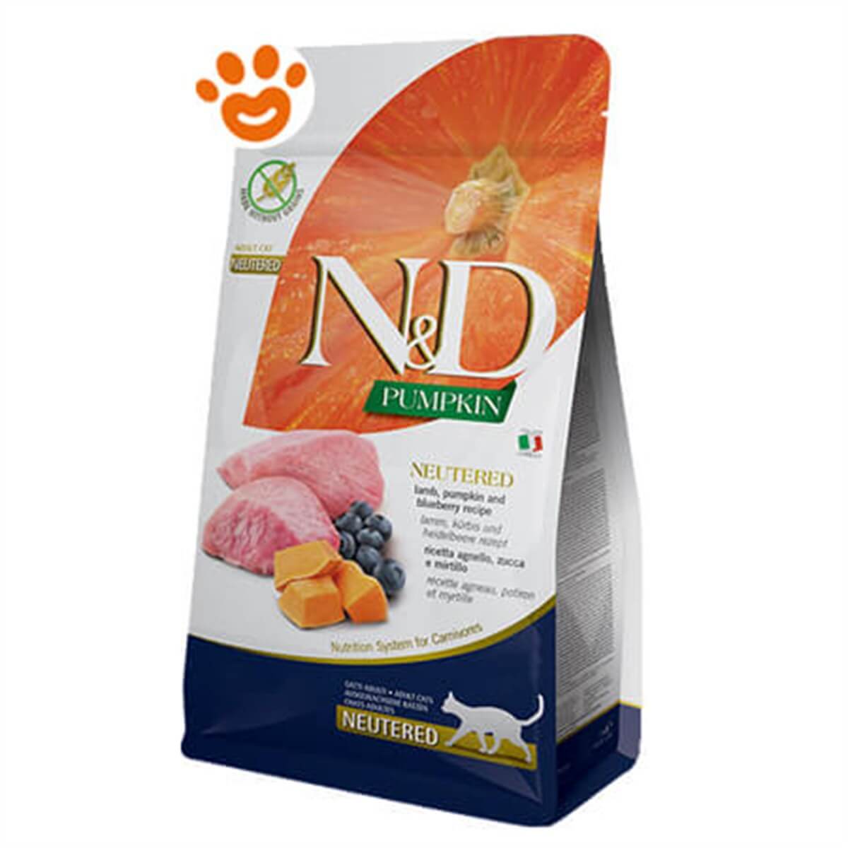 N&D Tahılsız Bal Kabaklı, Kuzu Etli & Y. Mersinli Kısır Kedi Maması 1,5 kg