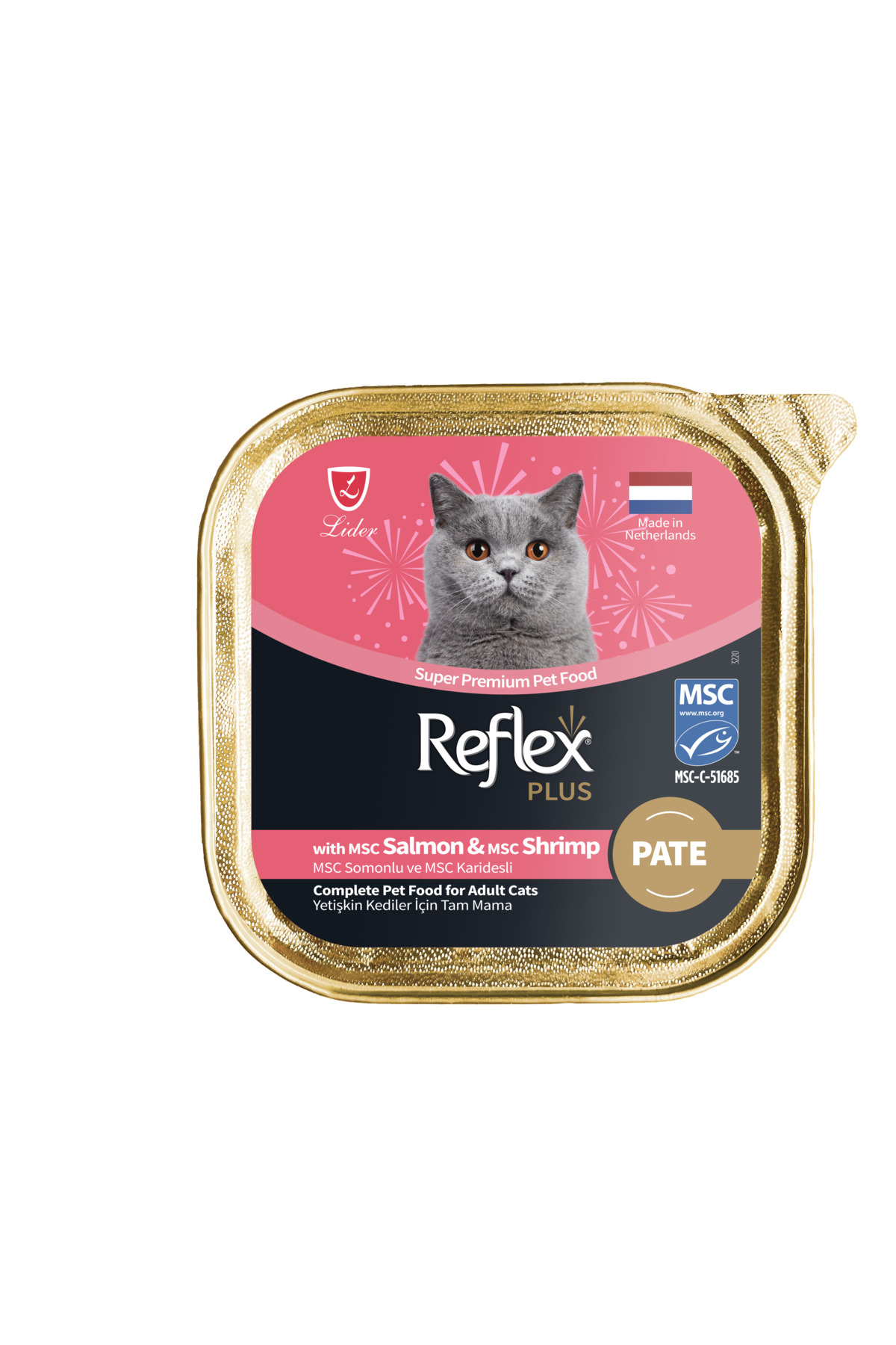 R. PLUS ALUTRAY PATE SOMONLU VE KARİDESLİ YET. KEDİ MAMASI 85 G				